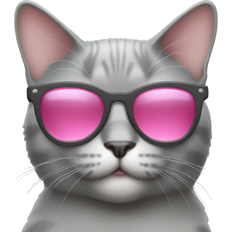 Gray cat with pink sunglasses emoji