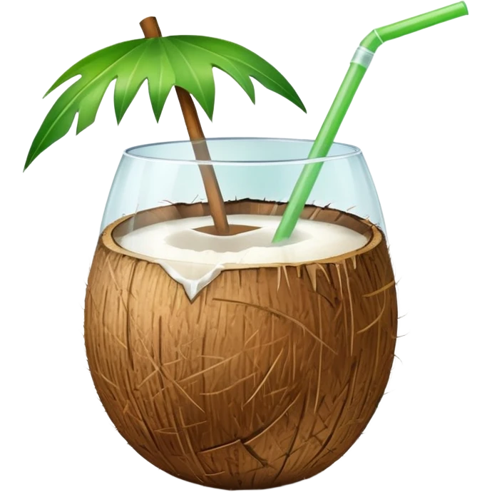 conut drink with leaf emoji