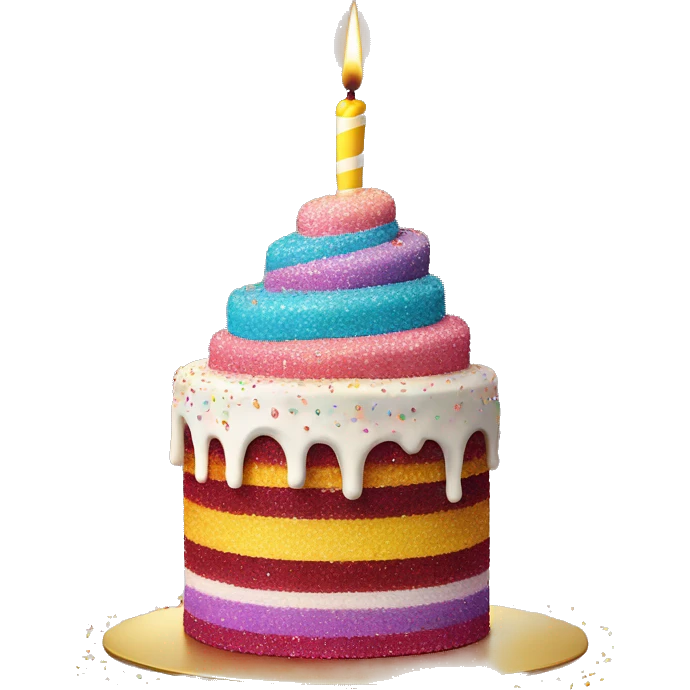 Realistic cake with colorful glitter emoji