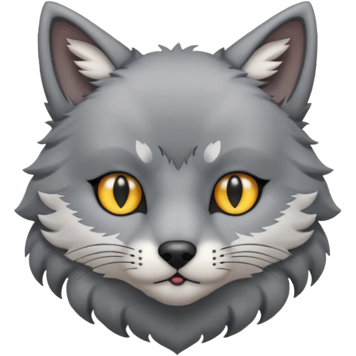 Cat and wolf mix with “small” slim eyes emoji