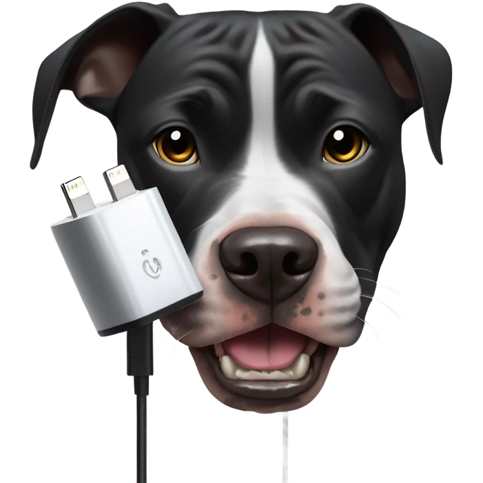 black pitbull eating charger emoji