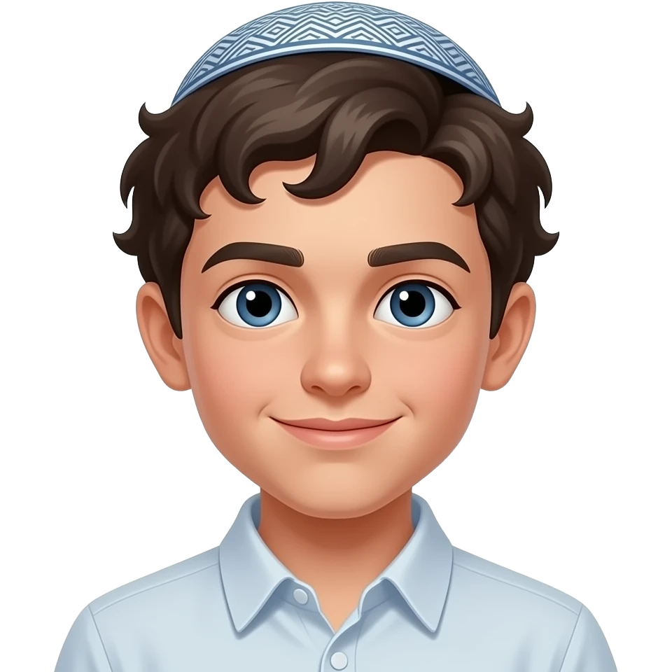 Curly hair Jewish boy with yamaka emoji