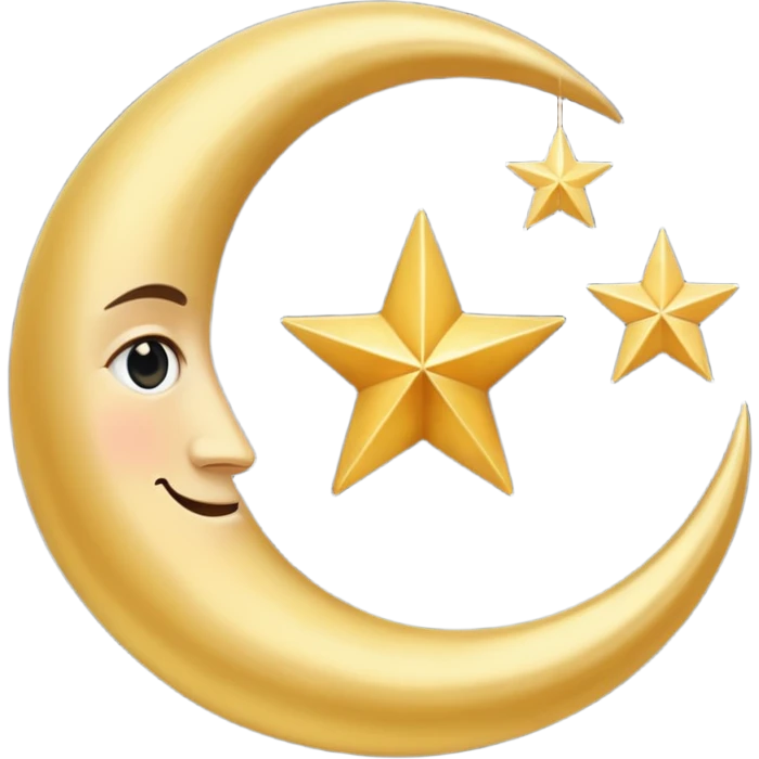 Star and Crescent emoji with black background and no face only star and crescent. emoji