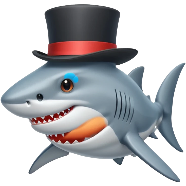 Shark with a top hat emoji