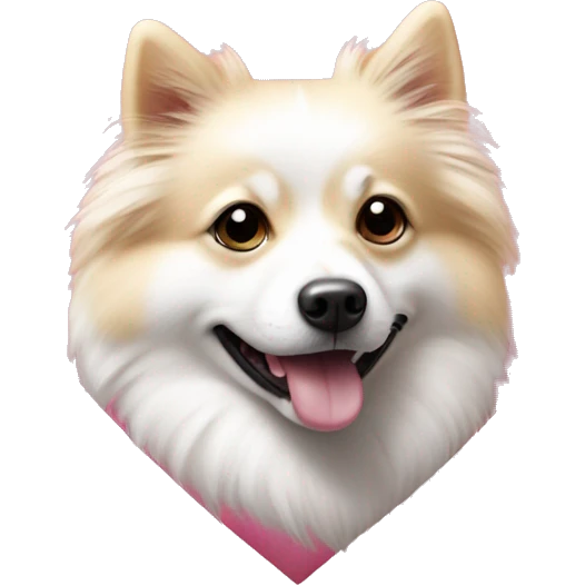 White and blonde spots spitz in a pink heart emoji