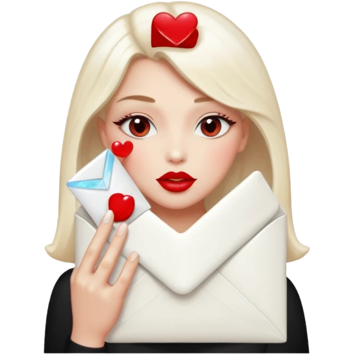 a beautiful loving kiss on it lipstick white opal envelope emoji