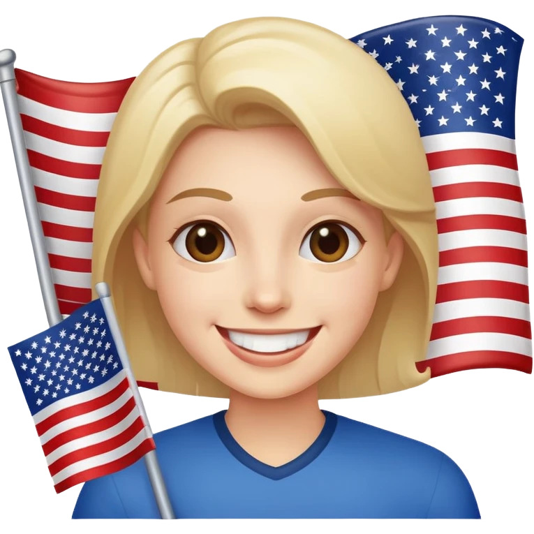 happy American with flag emoji