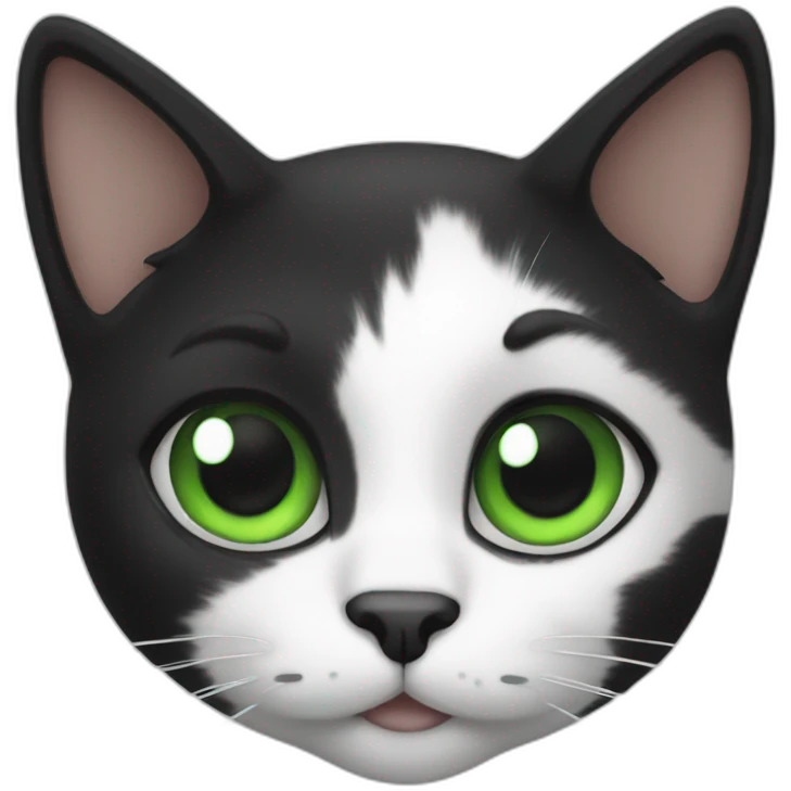 black-and-white cat with green eyes emoji