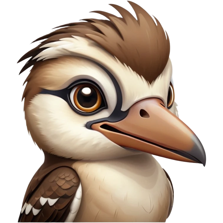 cinematic-cute-kookaburra-portrait-emoji,-head-tilted-playfully-and-inquisitively,-featuring-a-glossy-brown-plumage-with-subtle-cream-accents-and-a-perky,-expressive-beak,-round,-sparkling-large-eyes-filled-with-curious-mirth,-simplified-ye copy 2 emoji