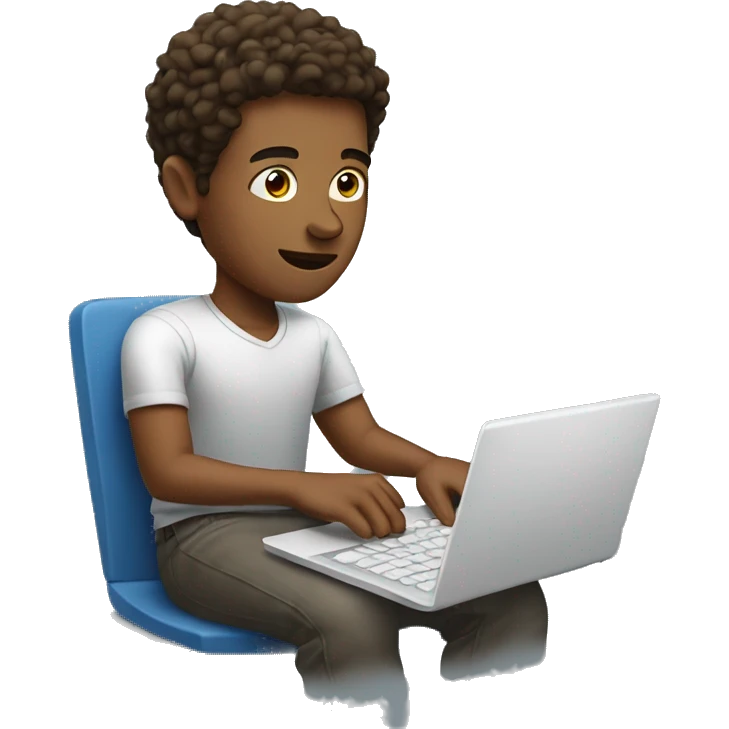one white young man typing in laptop emoji