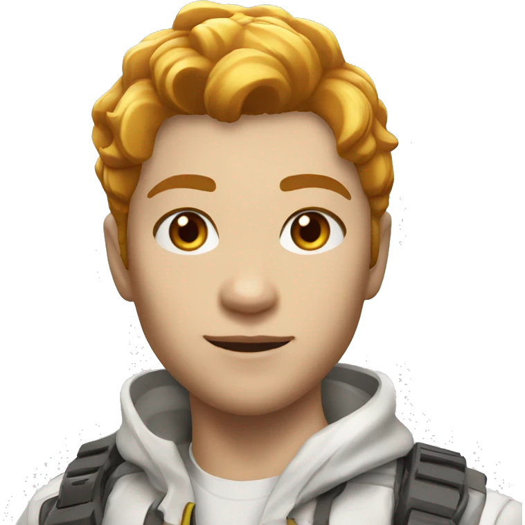 A free fire player with face only, pearl white background  emoji