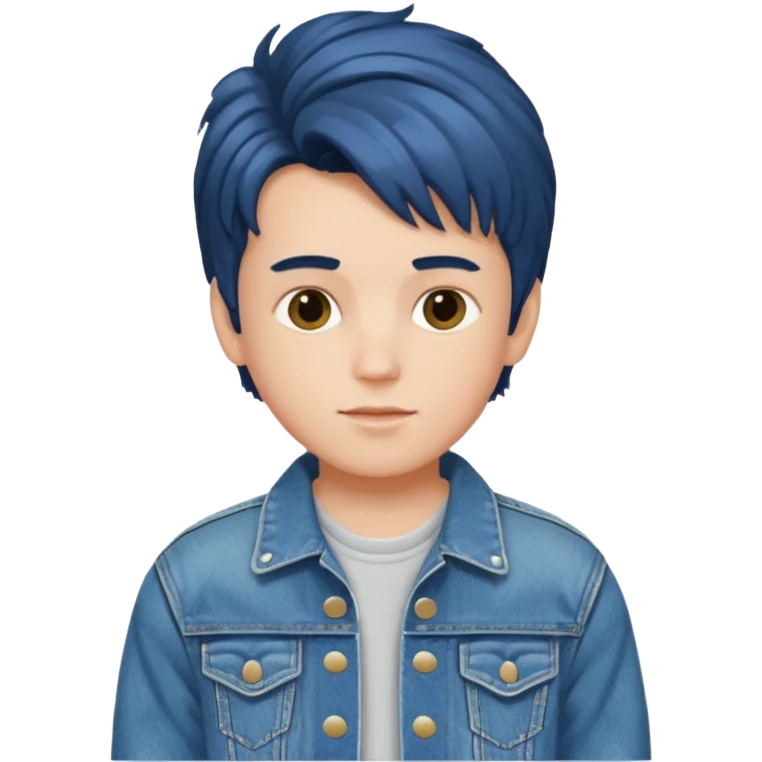boy with 80s hairstyle and wears fancy denim jacket emoji