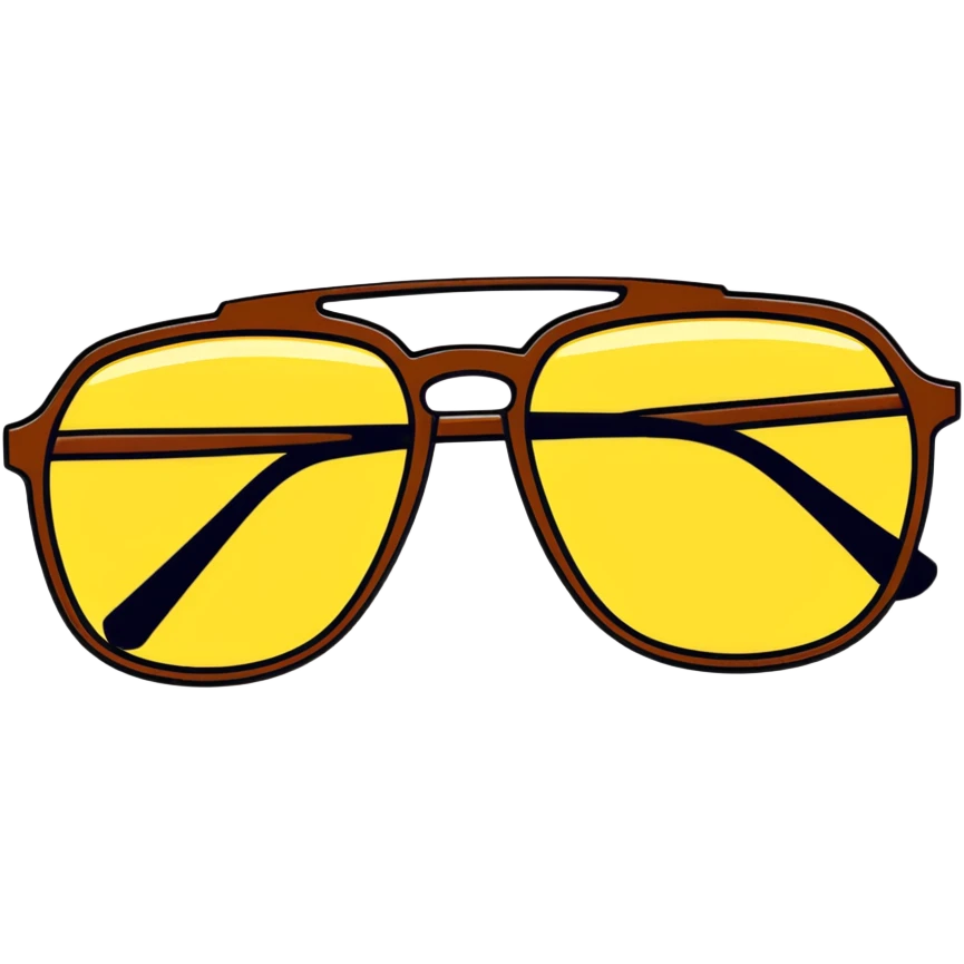 Vintage 70s sunglasses with yellow gradient lenses and thick brown plastic frames emoji