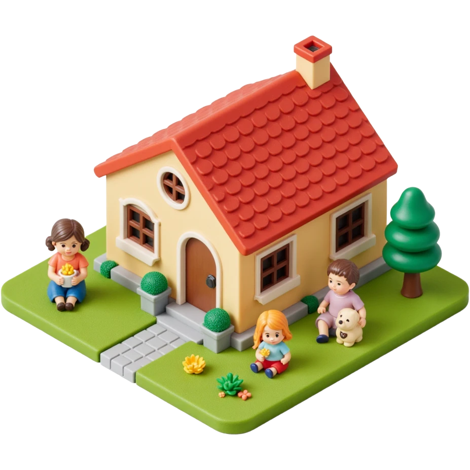 house with a family and pet emoji