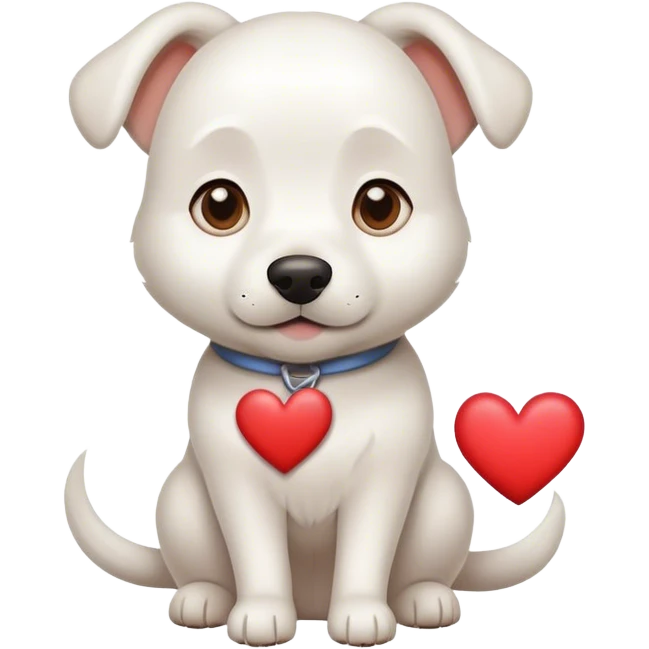 Withe dog with hearta emoji