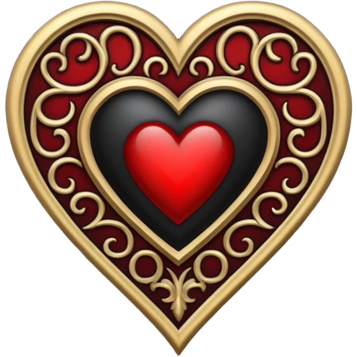 Can you make a heart with a gothic design, I want black and blood red colors . I want the letter I in the middle of the heart emoji