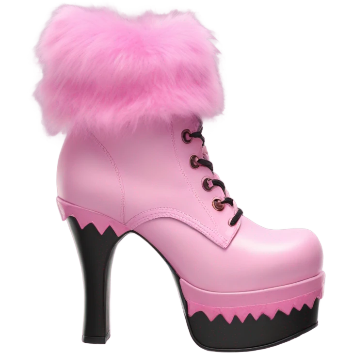 Platform Demonia High Heel boots pink fur emoji