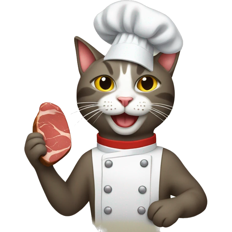 Cat cooking a steak emoji