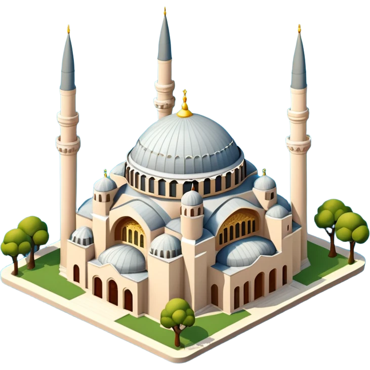 Isometric illustration of Istanbul, featuring photorealistic Hagia Sophia emoji