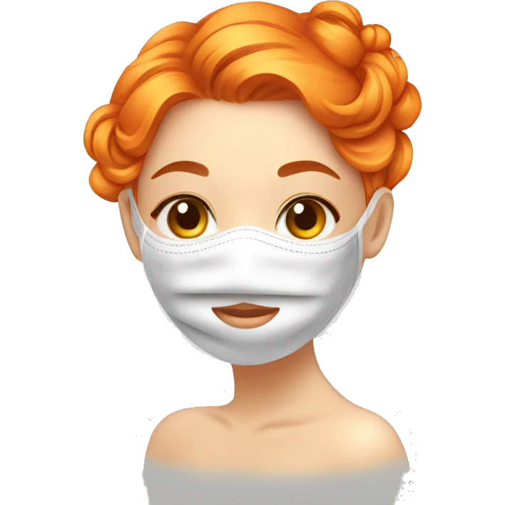 Girl with orange hair with face mask spa beauty full face relaxing emoji
