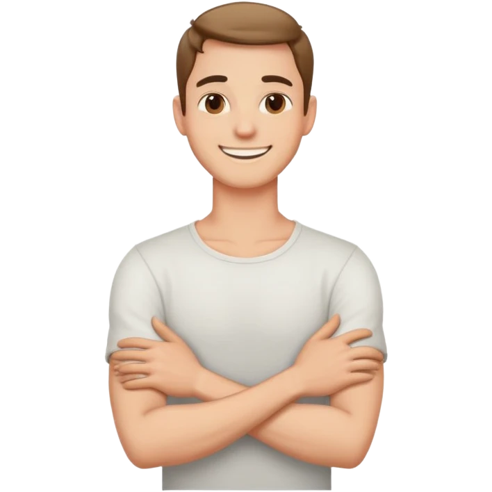 Arms crossed holding neck laughing guy emoji