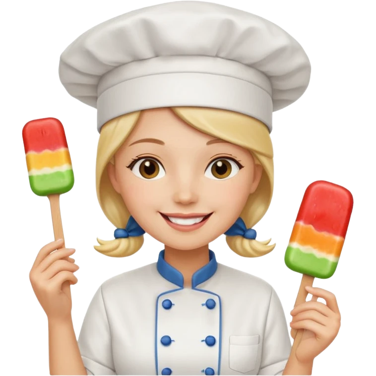 Female Chef holding popsicle happily emoji