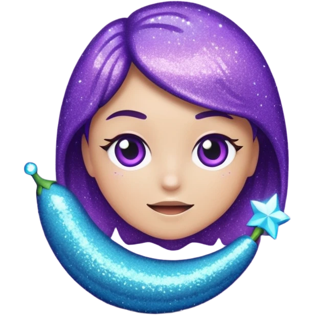 Glitter Roxo e Ciano Mão apontando para direita emoji