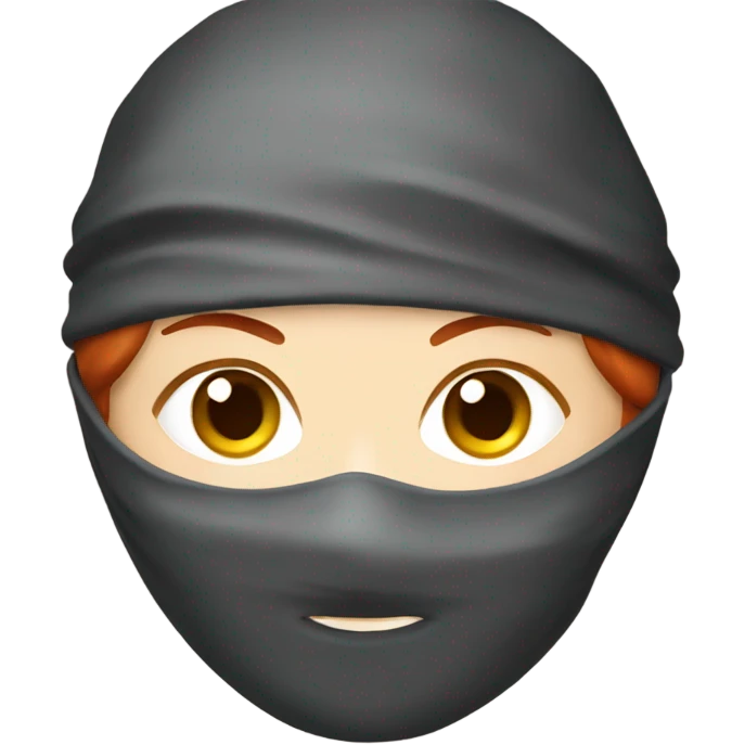 female caucasian red haired ninja with face covered emoji