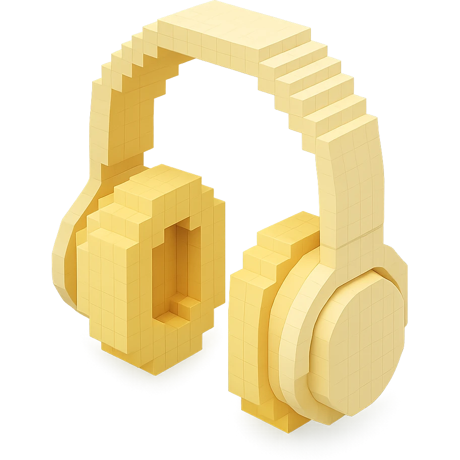 full-size Sony headphones, pale cream color, isometric view emoji