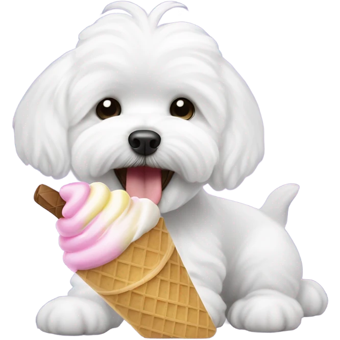 Bichon maltese with ice cream  emoji