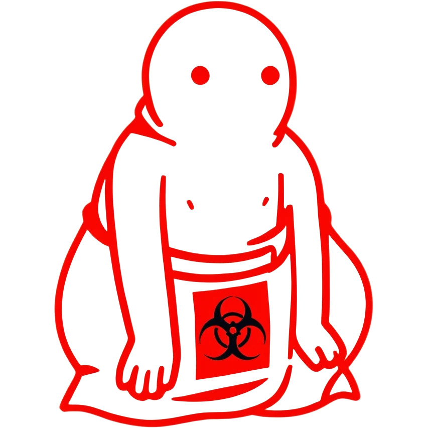 Pooping in a red biohazard plastic bag emoji