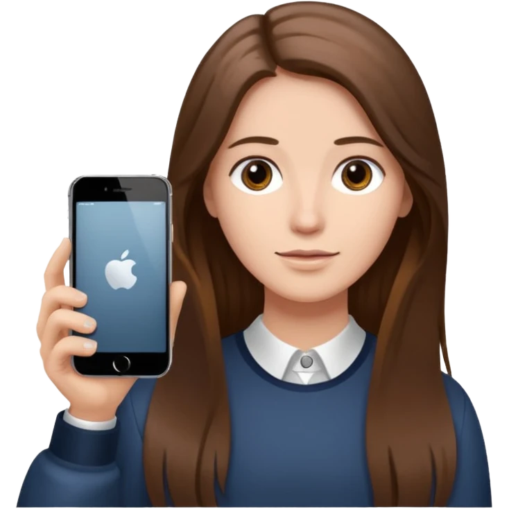 긴 갈색머리에 아이폰17프로를 들고있어 emoji