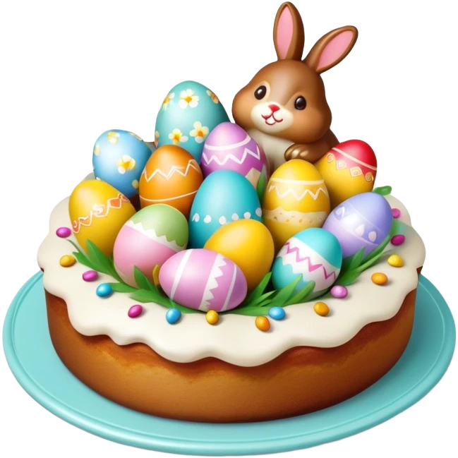 Mona de Pascua Spanish Easter cake with decorative eggs and figurines emoji