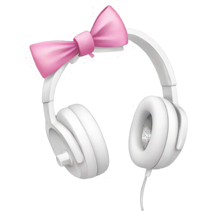 White headphones with pink bows  emoji