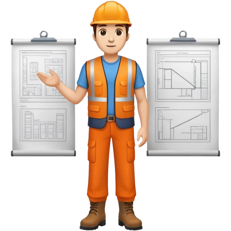 RAILWAY ENGINEER ORANGE VEST, TROUSERS, BOOTS, WITH PLANS emoji