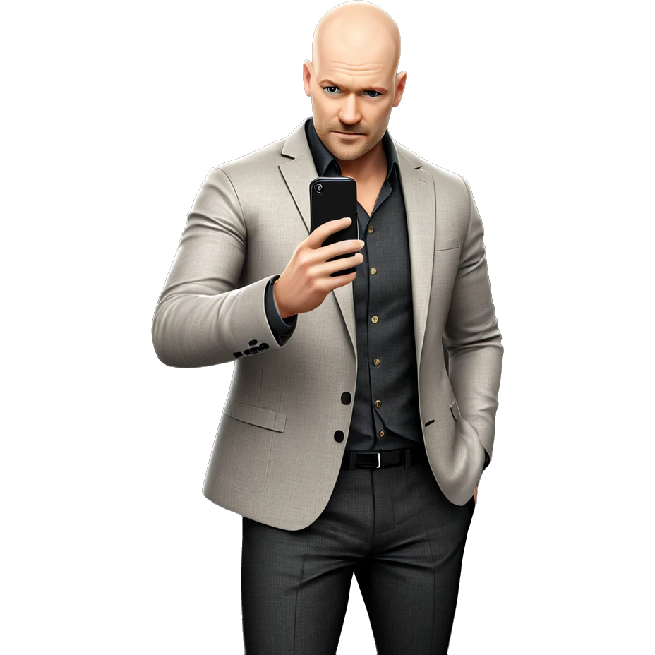 bald man in stylish attire emoji