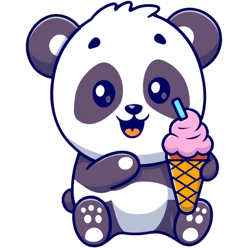 Panda eating ice cream emoji