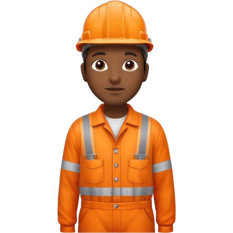 indian in orange overalls and orange hard hat standing emoji