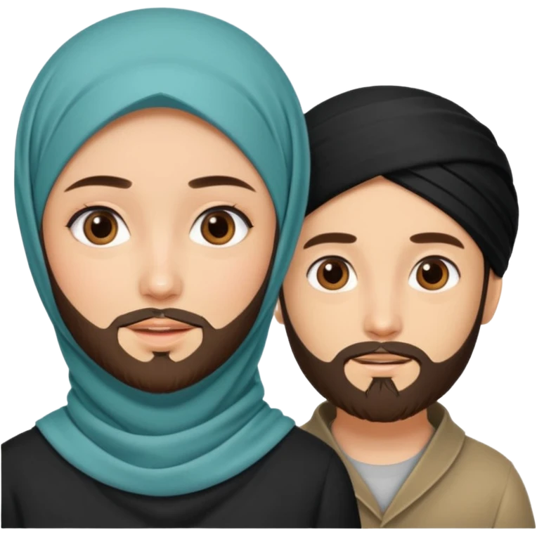 Hijabi girl with beard boy emoji