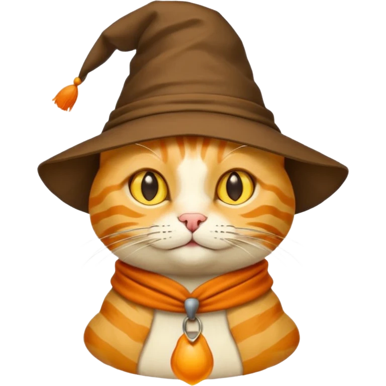 Yellow cat emoji wearing a sorting hat emoji