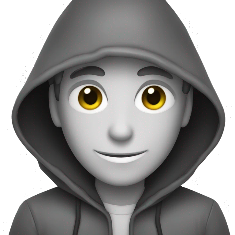 grayscale mysterious hooded boy in gloves emoji