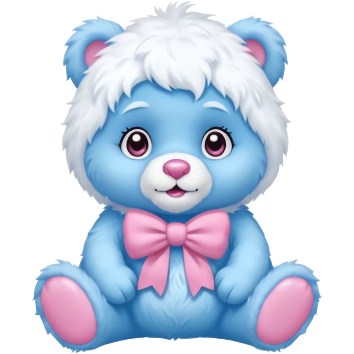 blue girl care bear yeti with bow emoji
