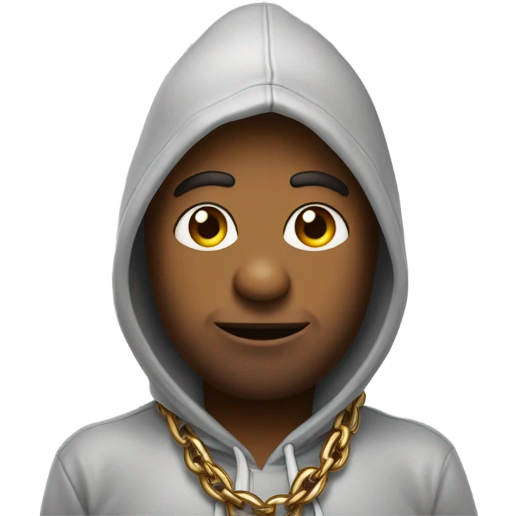 A poo that is wearing a chain and hoodie emoji
