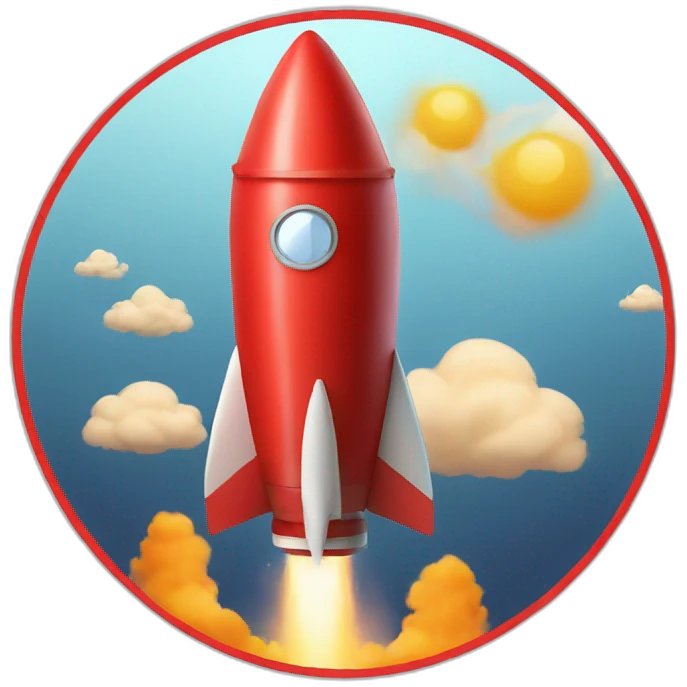 red circle around flying rocket emoji