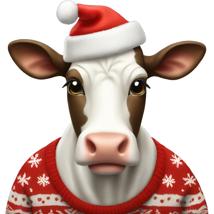 Cow wearing Christmas Sweater  emoji