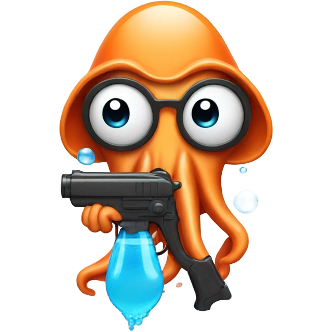 Squid holding water gun emoji