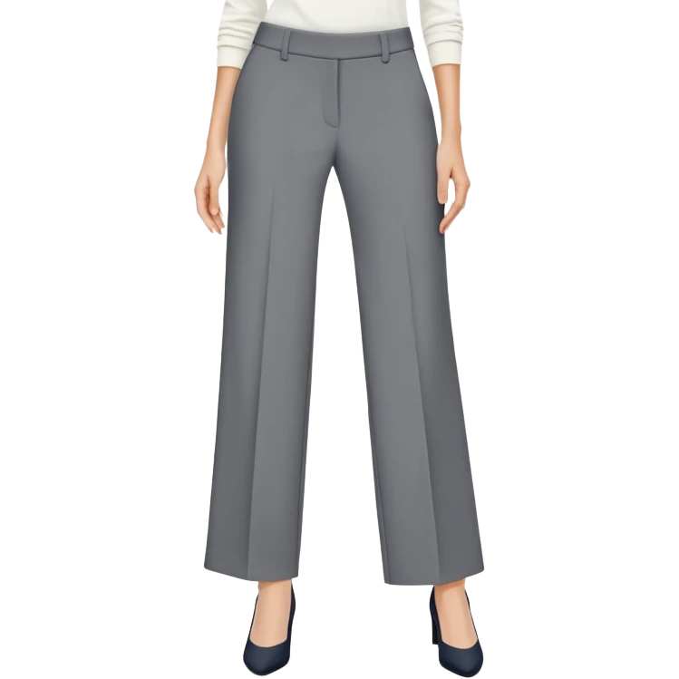 petite gray wide leg tailored pants, shorter ankle length, dress trousers, flat lay isolated garment only, no model, no human, plain white background emoji
