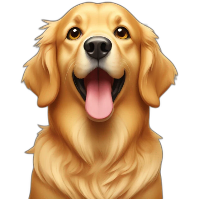 Golden retriever rating sausage emoji