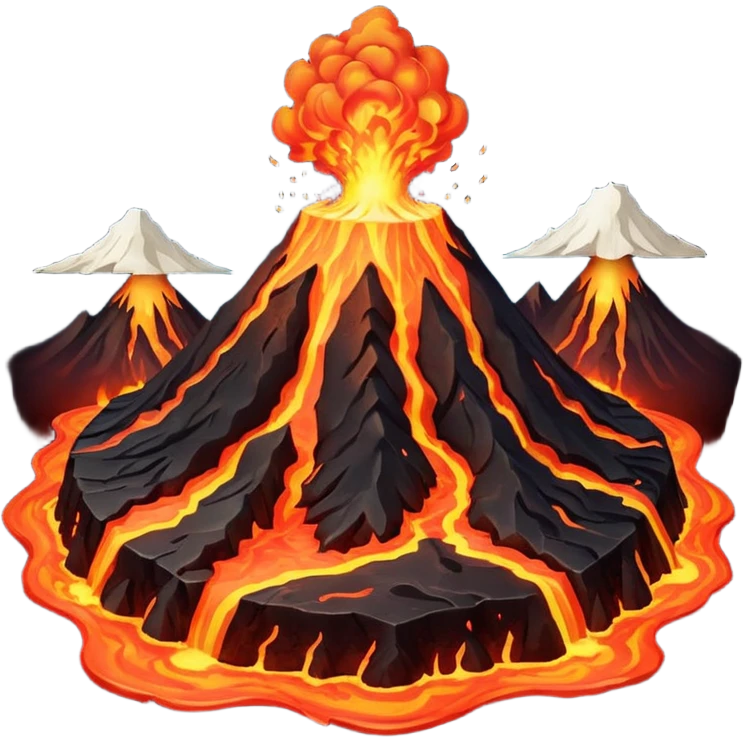 planet, Volcano Planet, lava rivers and erupting peaks emoji