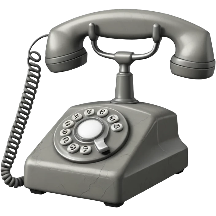 Minimalist emoji-style sticker of an old phone receiver with no signal waves, cracked and floating. Desaturated tones.
 emoji